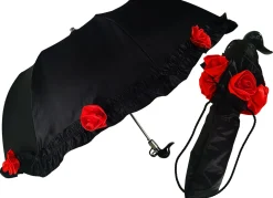 Il Marchesato Amazing Frilly Black Folding Umbrella Parasol New