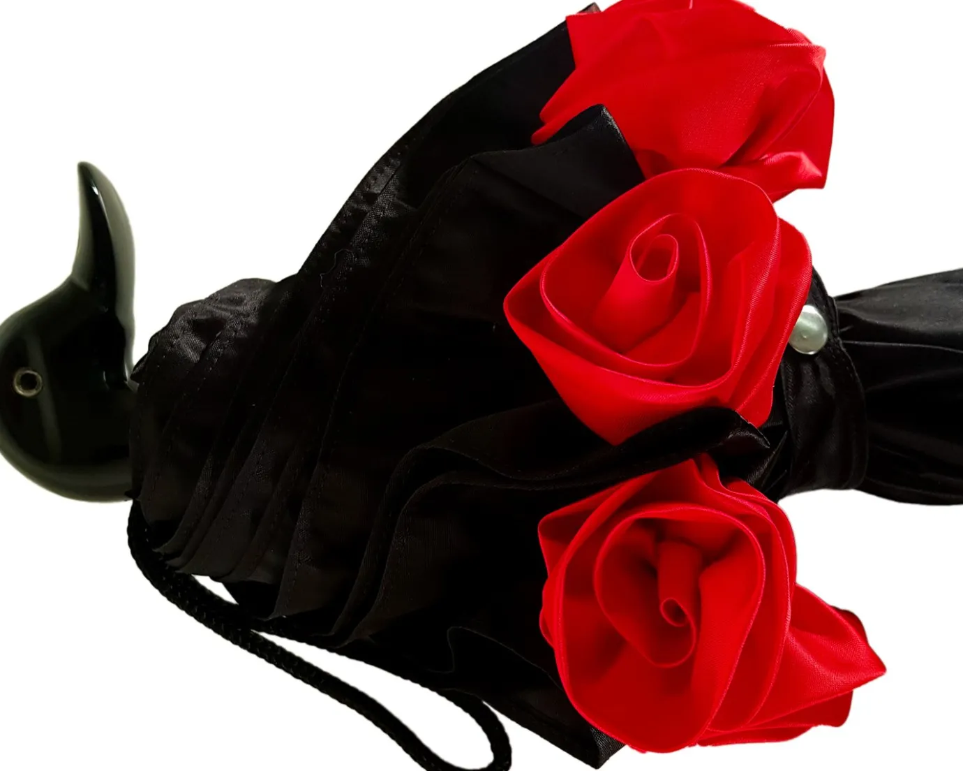 Il Marchesato Amazing Frilly Black Folding Umbrella Parasol New