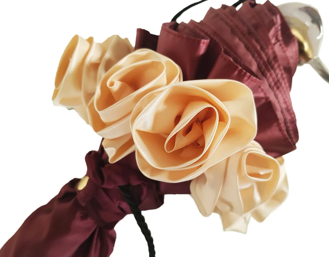 Il Marchesato Amazing Frilly Burgundy Folding Umbrella Parasol Best