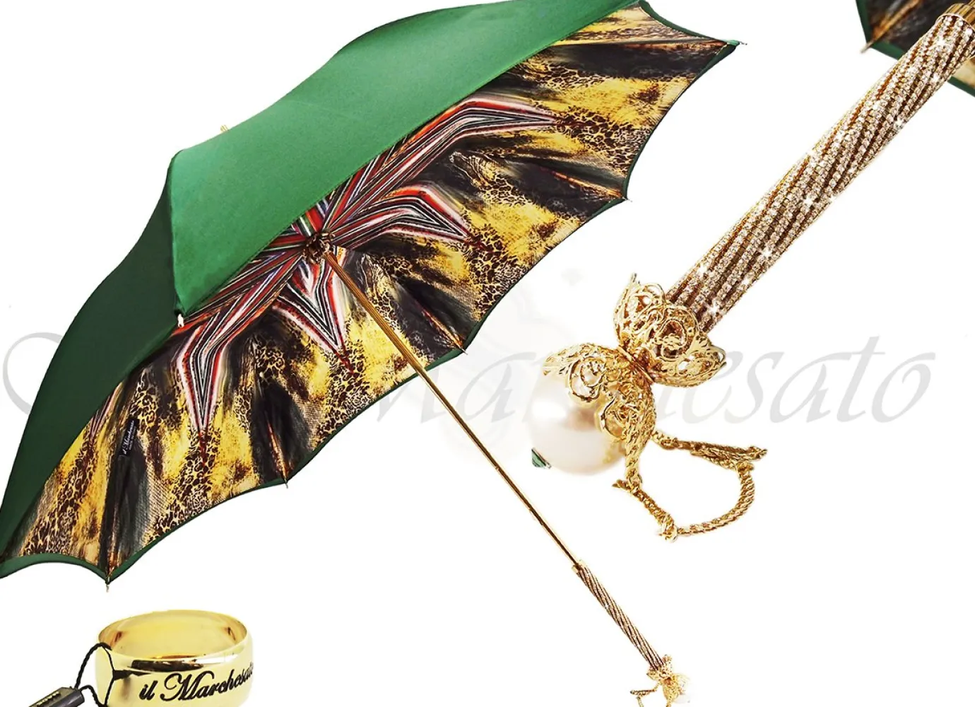 Il Marchesato Awesome Green Women's Umbrella with Printed Geometric Design Ladies Fashion Umbrella Outlet