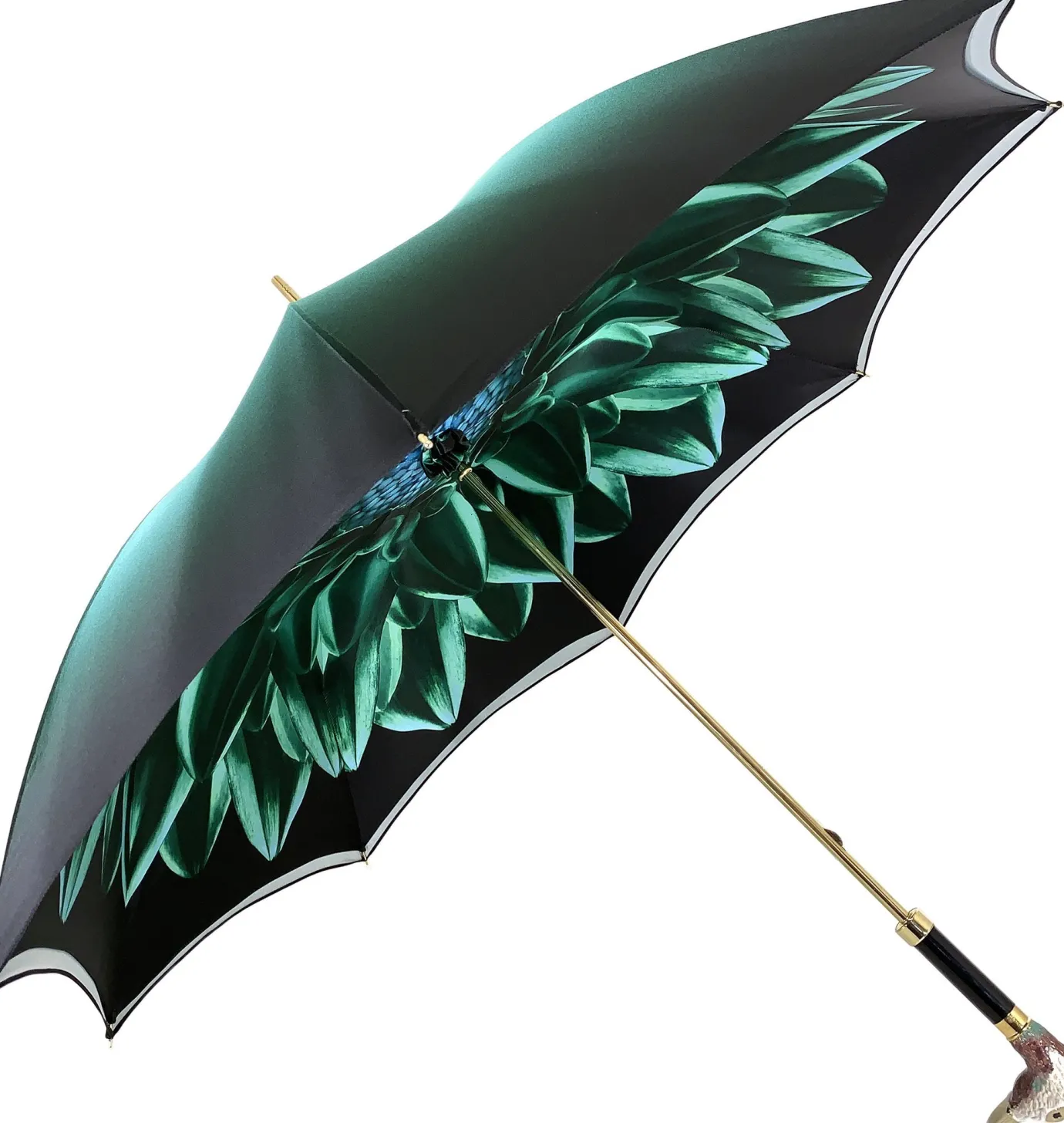 Il Marchesato Beautiful Double Canopy Umbrella in a Luxurious Green Satin Clearance
