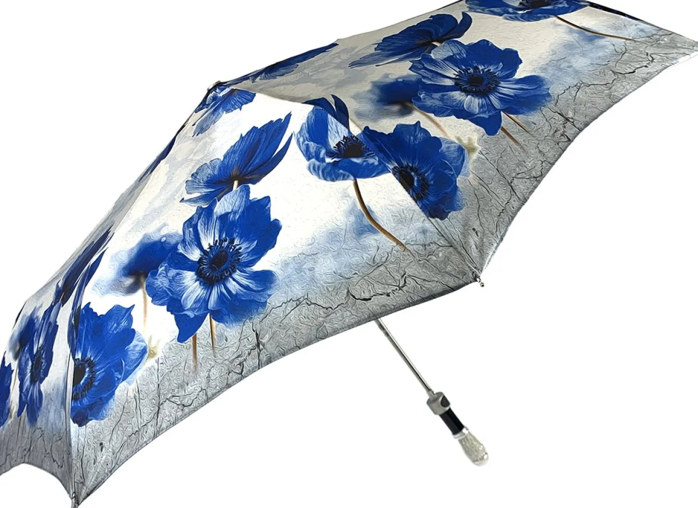 Il Marchesato Beautiful Folding Umbrella With Blue Poppies Discount