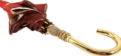 Il Marchesato Beautiful Red Women's Umbrella with Printed Peacock Design Hight Quality Luxury Umbrella Outlet