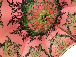 Il Marchesato Beautiful Red Women's Umbrella with Printed Peacock Design Hight Quality Luxury Umbrella Best