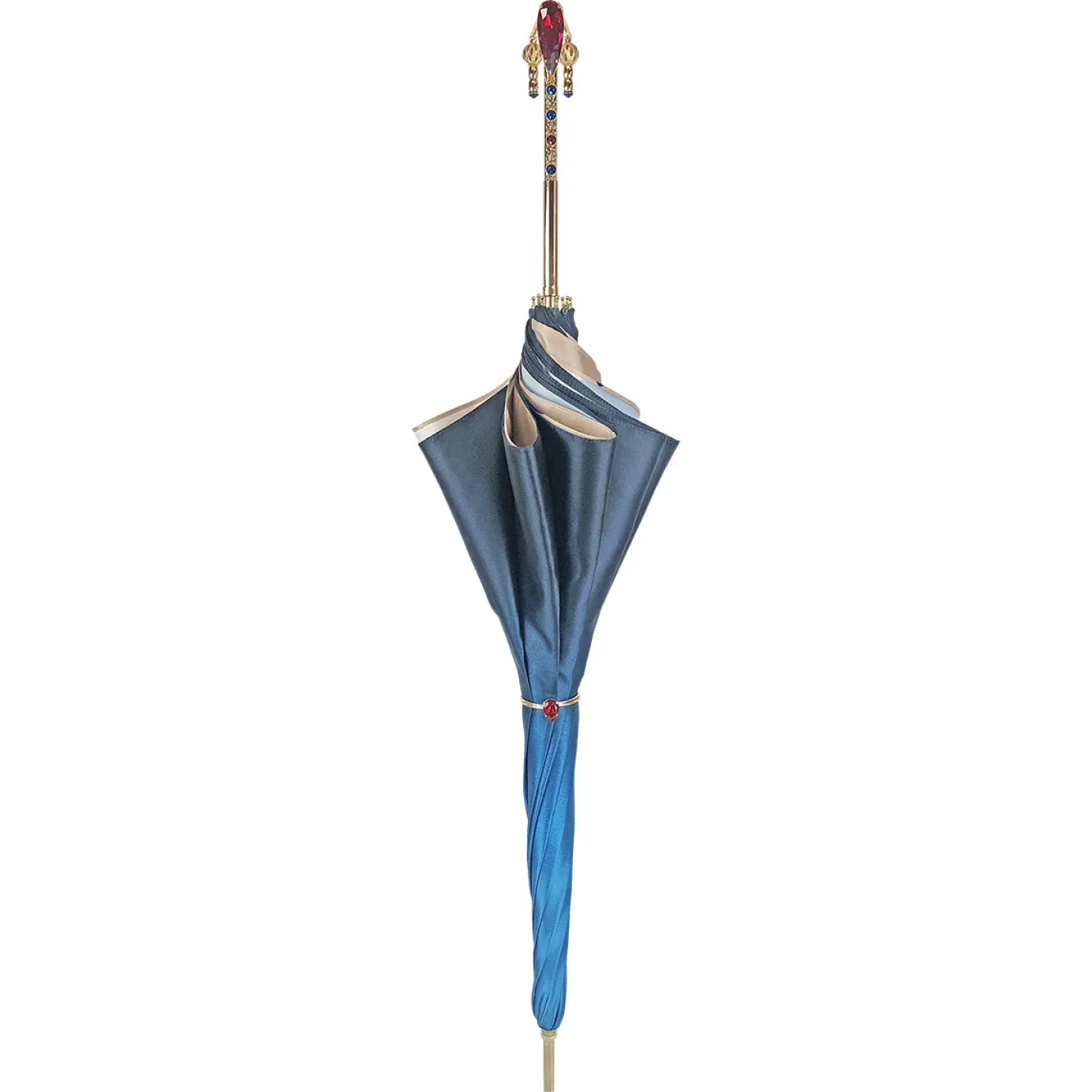 Il Marchesato Beautiful umbrella with gold-plated handle and big red crystal Hot