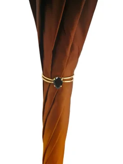 Il Marchesato Beautifull Double Canopy Umbrella in a Luxurious Brown Colored Satin Fashion Umbrella Clearance