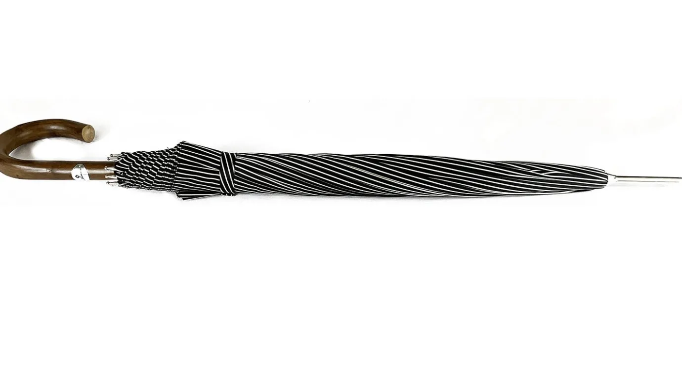 Il Marchesato Black and White striped Classic Umbrella New