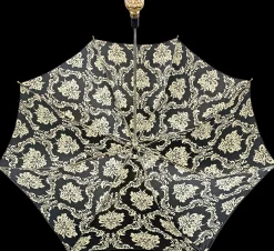Il Marchesato Black double canopy umbrella with damask design Outlet