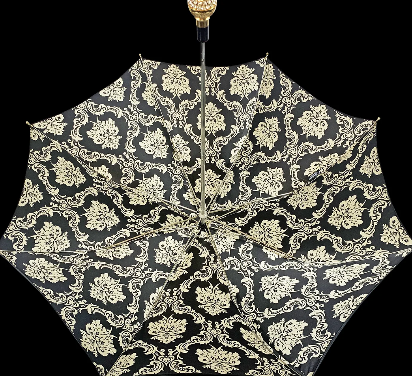 Il Marchesato Black double canopy umbrella with damask design Outlet