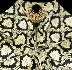 Il Marchesato Black double canopy umbrella with damask design Outlet