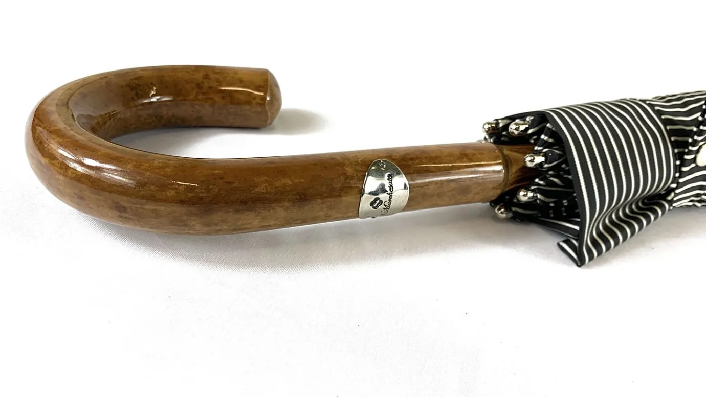 Il Marchesato Black&White umbrella with Malacca Wood hand-curved New