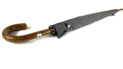 Il Marchesato Black&White umbrella with Malacca Wood hand-curved New