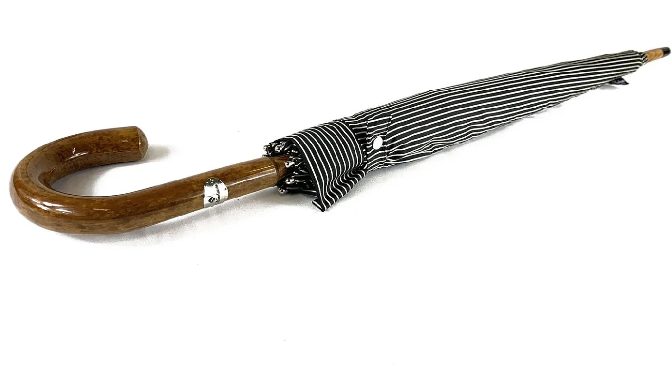 Il Marchesato Black&White umbrella with Malacca Wood hand-curved New