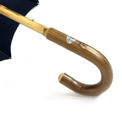 Il Marchesato Blue Navy umbrella with Natural Chestnut Wood hand-curved Best