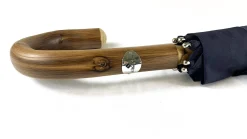 Il Marchesato Blue Navy umbrella with Natural Chestnut Wood hand-curved Best