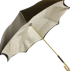 Il Marchesato Brown Umbrella With Rhombus Pattern Inside Outlet