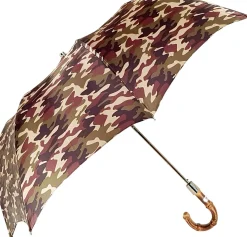 Il Marchesato Camouflage Umbrella Folding With Bamboo Handle New