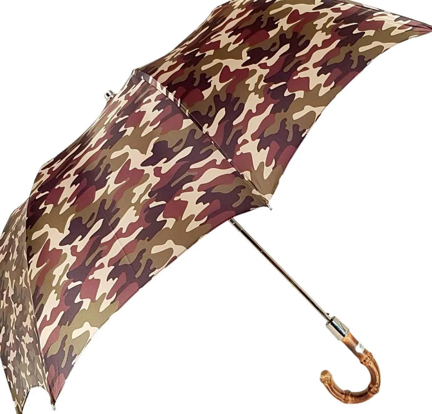 Il Marchesato Camouflage Umbrella Folding With Bamboo Handle New