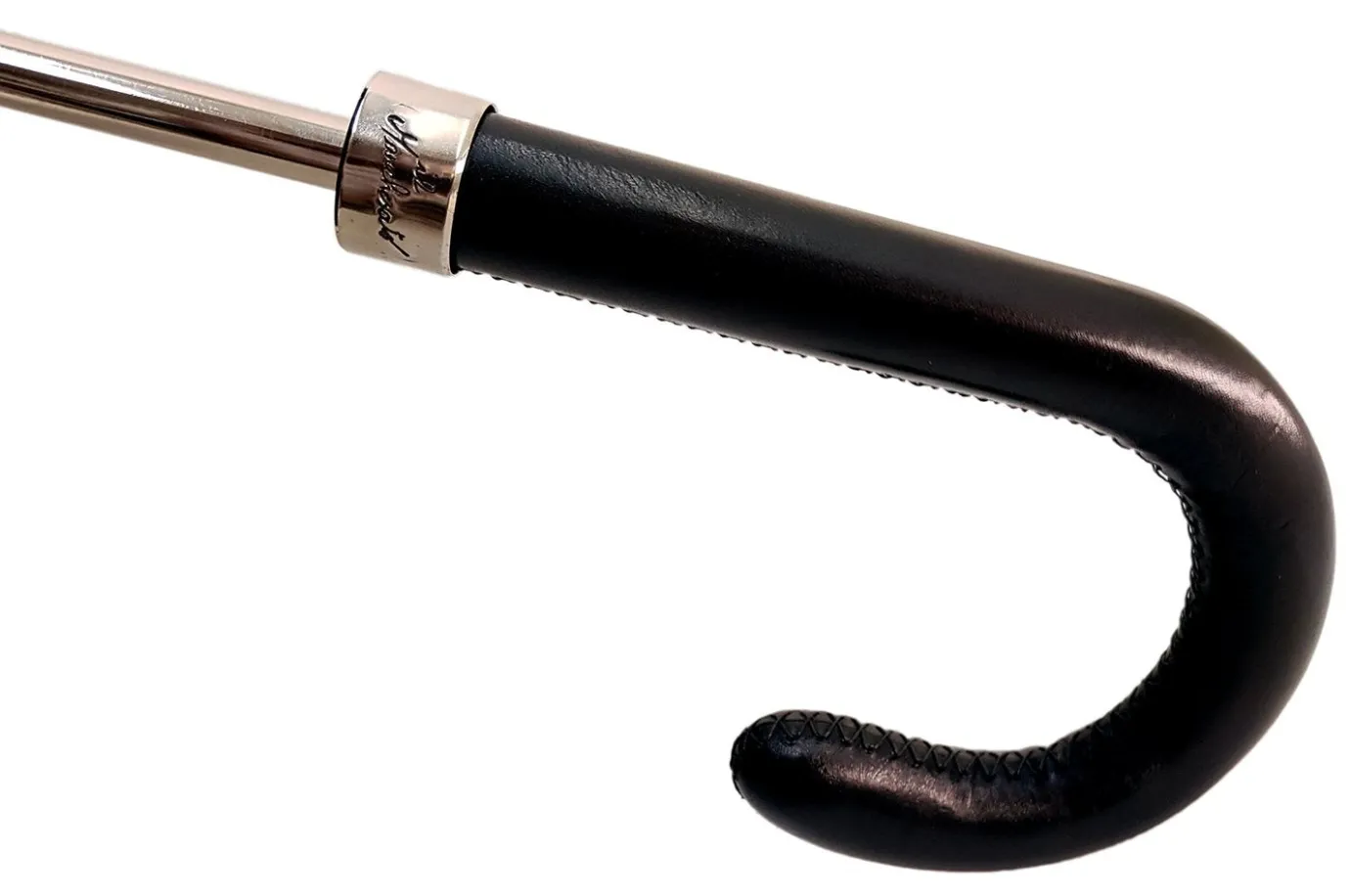 Il Marchesato Classic Gentlemen's Black Umbrella With Leather Handle Clearance