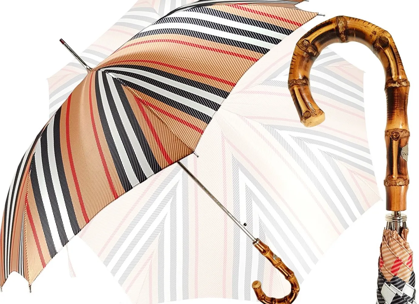 Il Marchesato Classic Striped Men's Umbrella - Bamboo Handle Hot