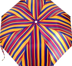 Il Marchesato Crafted Multi-Color Striped Folding Umbrella Bamboo Handle Fashion