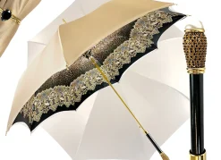 Il Marchesato Creamy Leopard Print Umbrella, Double Cloth Clearance