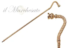 Il Marchesato Crook Walking Cane Encrusted with white crystals Fashion