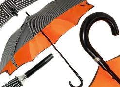 Il Marchesato Double Cloth Men's Black Striped Umbrella Hot
