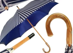 Il Marchesato Double Cloth Men's Umbrella - Blue Striped Design Best
