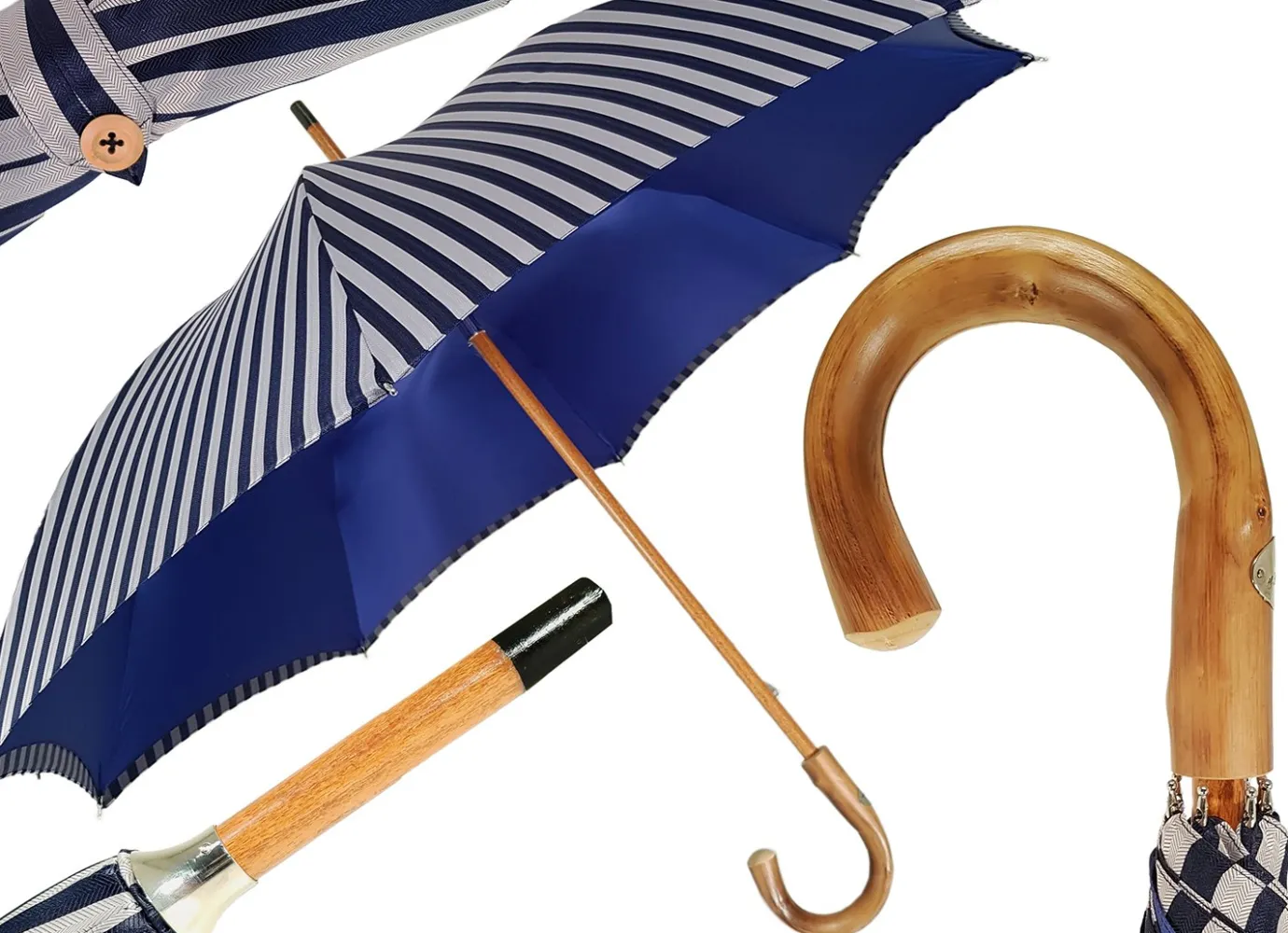 Il Marchesato Double Cloth Men's Umbrella - Blue Striped Design Best