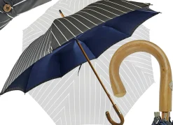 Il Marchesato Double Cloth Men's Umbrella - Grey and blu Striped Design Discount