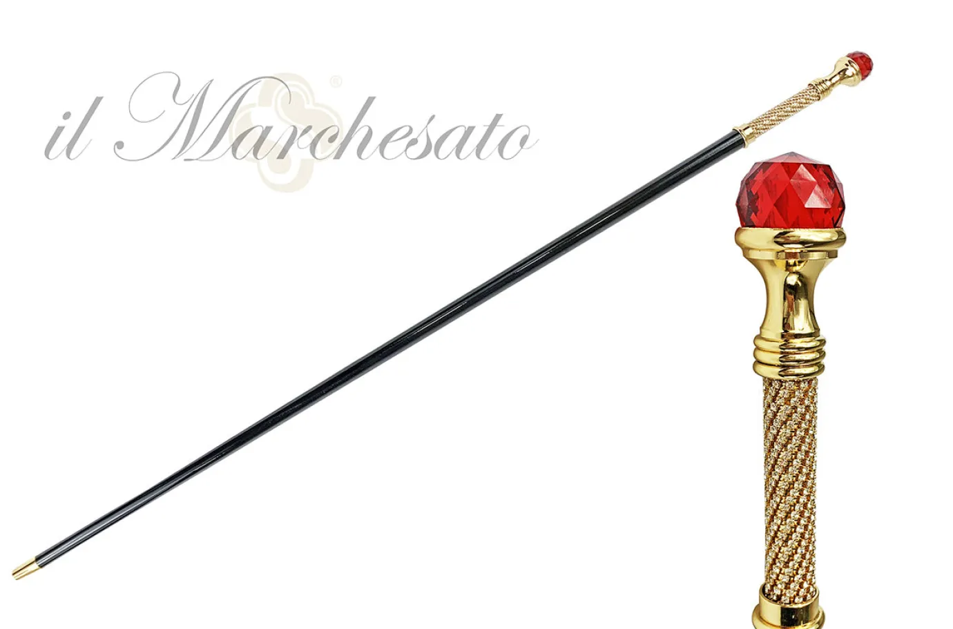 Il Marchesato Elegant and stylish walking stick with red crystal sphere Best