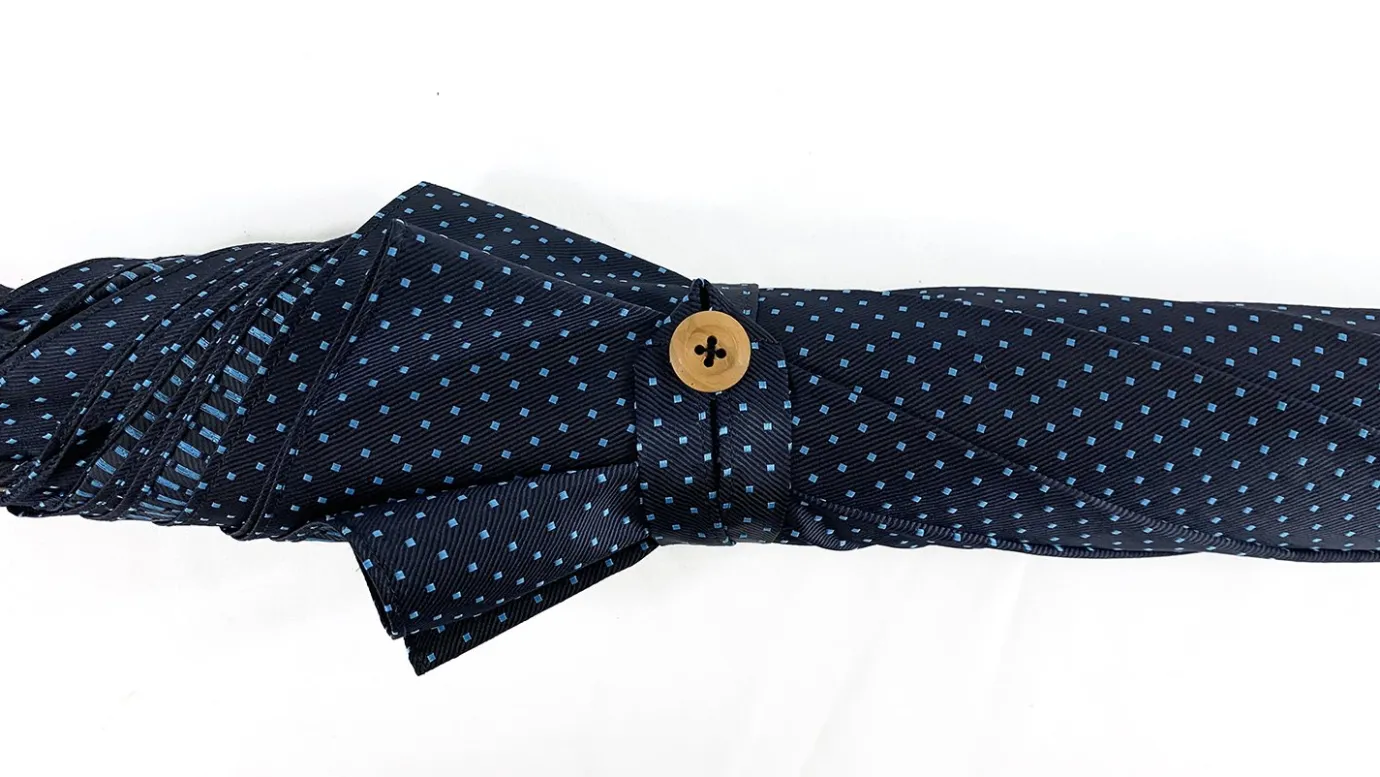 Il Marchesato Elegant Blue umbrella with Natural Chestnut Wood hand-curved Discount