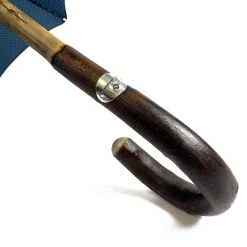 Il Marchesato Elegant Blue umbrella with Natural Chestnut Wood hand-curved Discount
