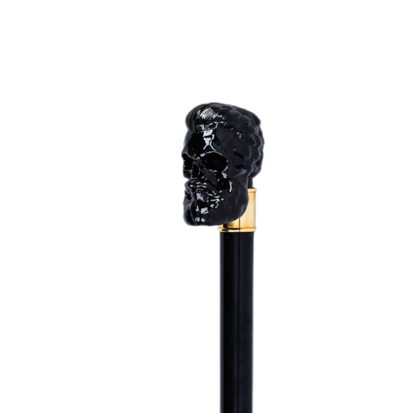 Il Marchesato Elegant Cane with Sculpted Black Skull Handle and Gold Accents Discount