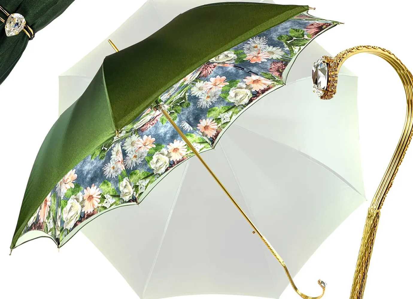 Il Marchesato Elegant Green Floral Umbrella Outlet