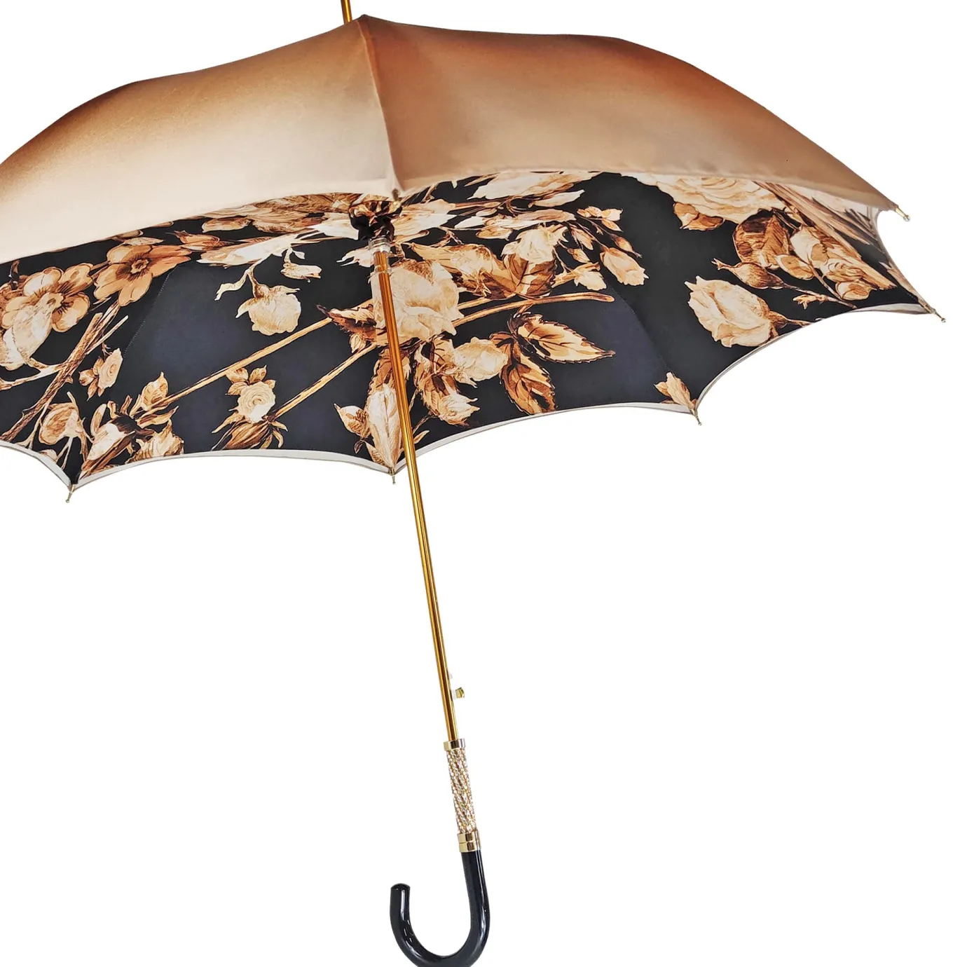 Il Marchesato Elegant ladies umbrella with black and brown flowered design Online