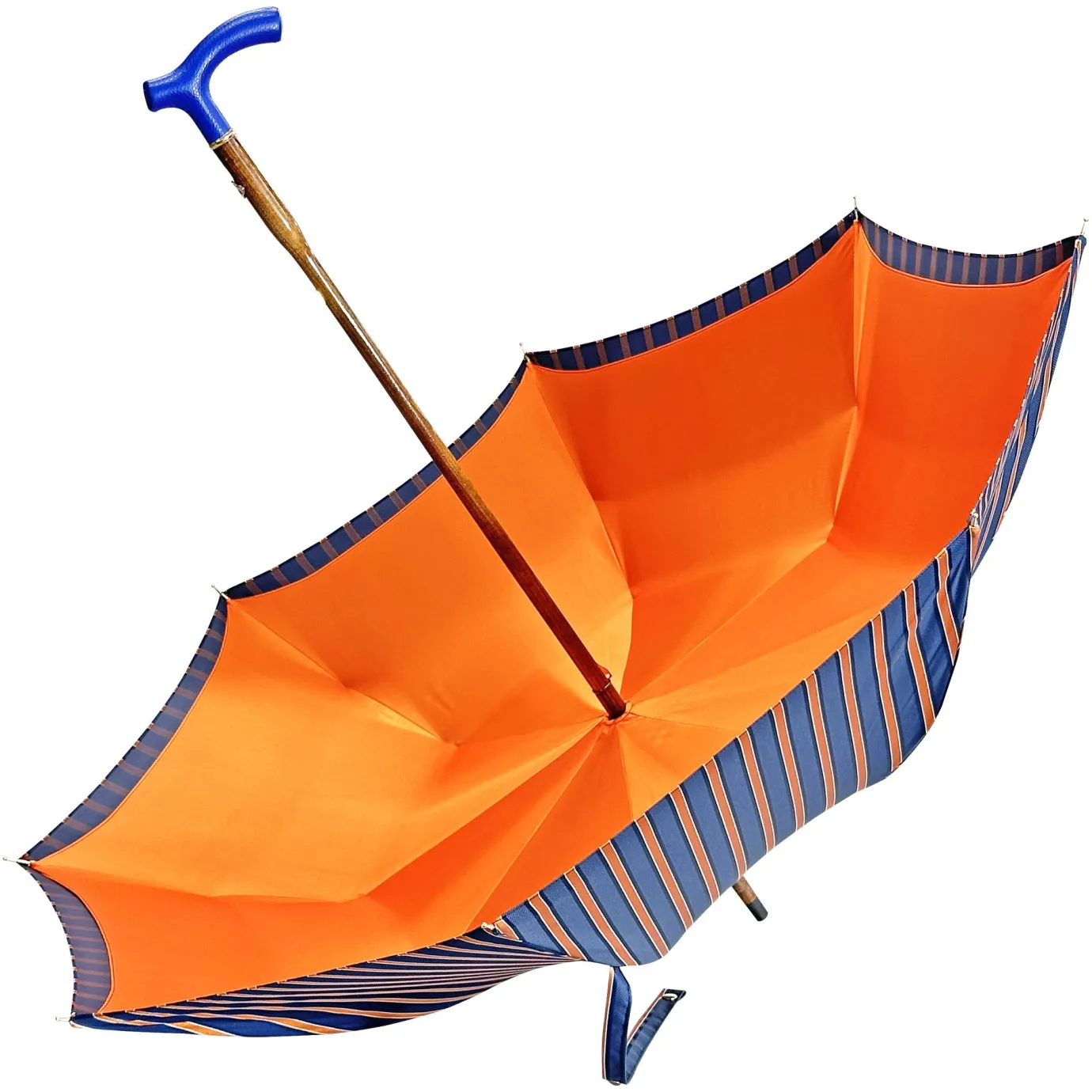 Il Marchesato Elegant orange umbrella - handmade blue leather handle Best