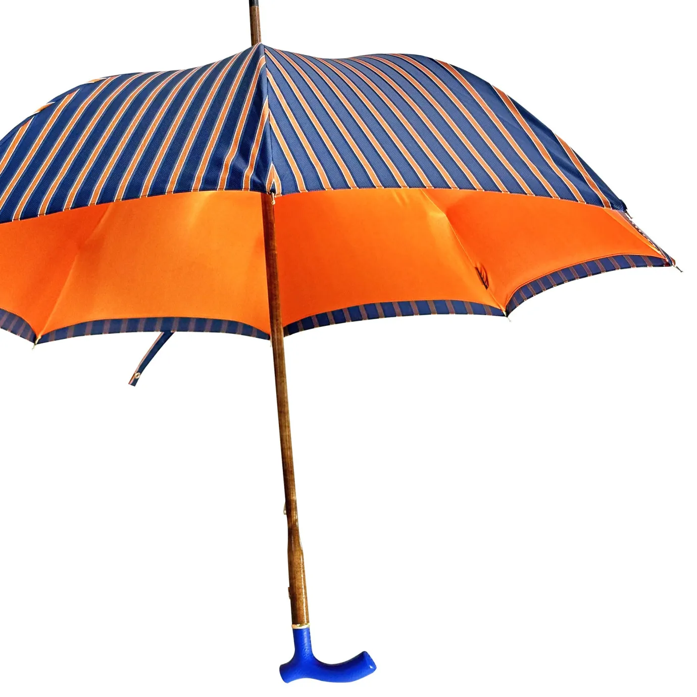 Il Marchesato Elegant orange umbrella - handmade blue leather handle Best