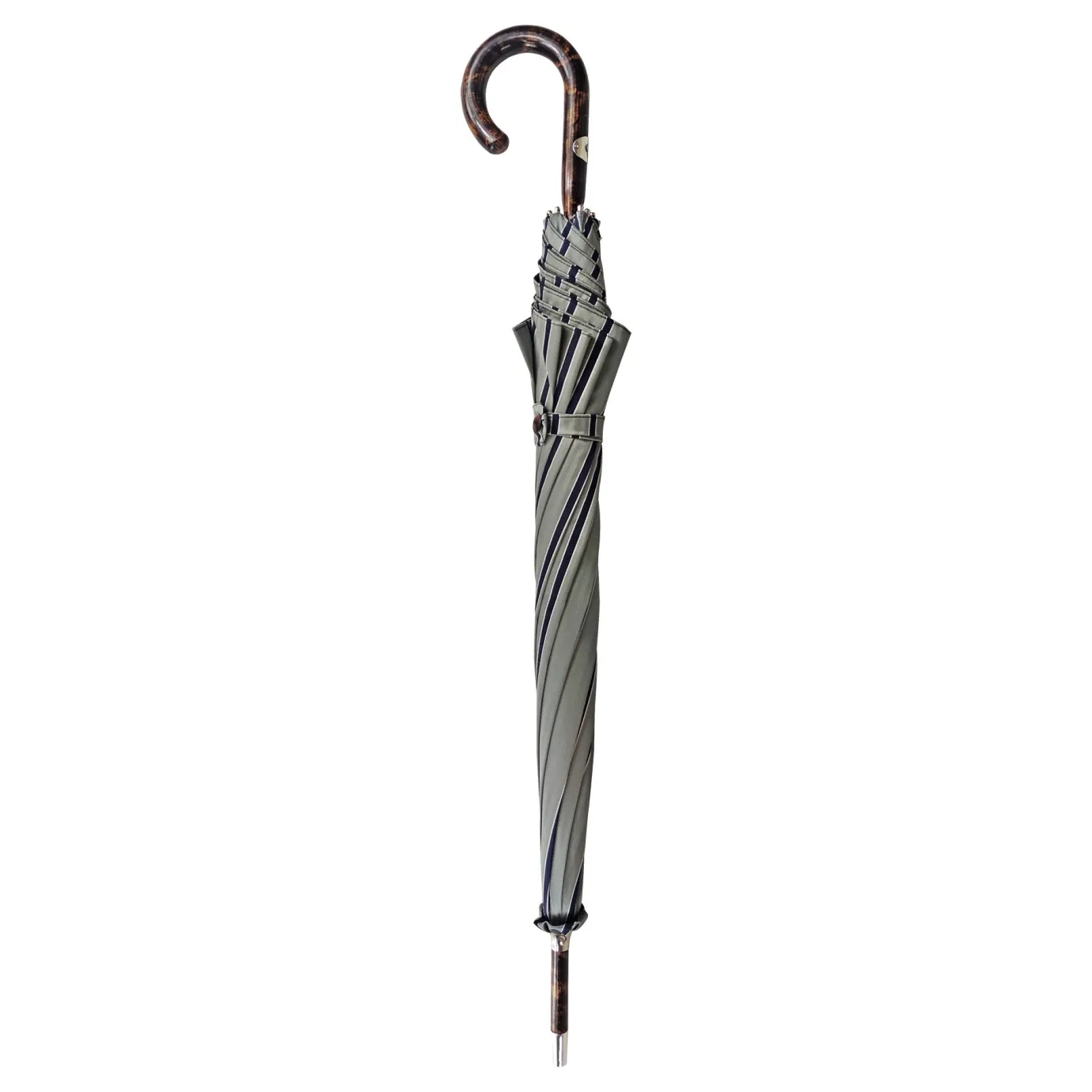 Il Marchesato Elegant Striped Umbrella - Flamed Natural beech Wood-Handle Sale