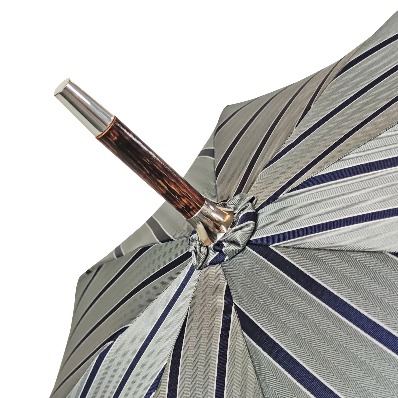 Il Marchesato Elegant Striped Umbrella - Flamed Natural beech Wood-Handle Sale