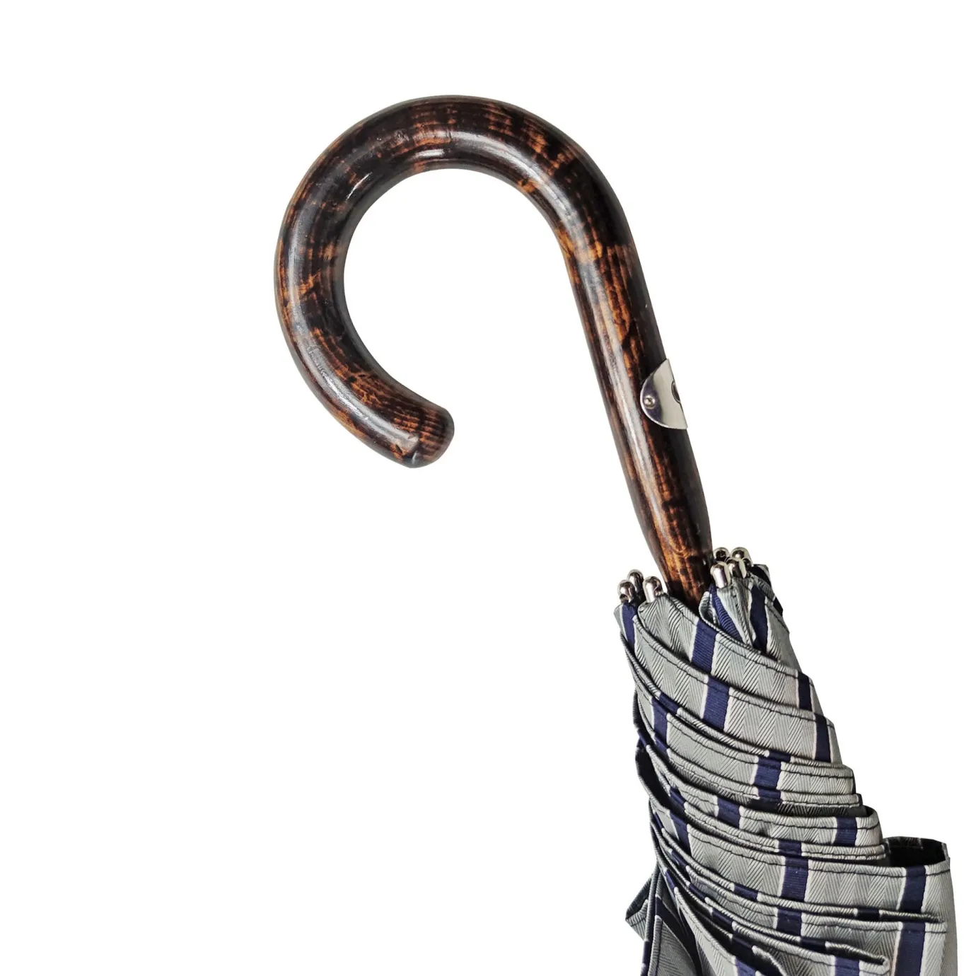 Il Marchesato Elegant Striped Umbrella - Flamed Natural beech Wood-Handle Sale