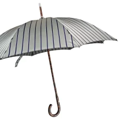 Il Marchesato Elegant Striped Umbrella - Flamed Natural beech Wood-Handle Sale