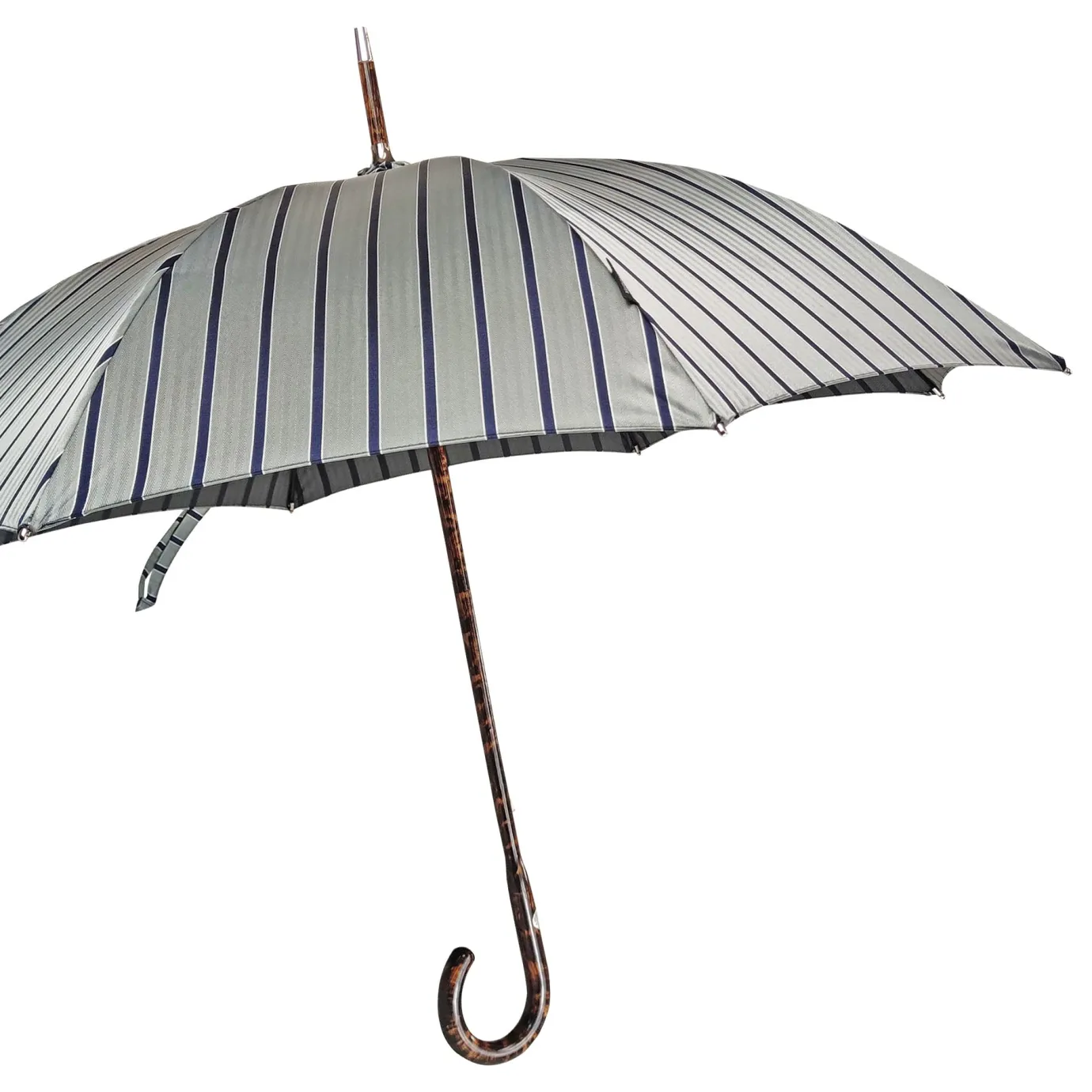 Il Marchesato Elegant Striped Umbrella - Flamed Natural beech Wood-Handle Sale