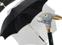 Il Marchesato Elegant Umbrella With Double Layer In Black Satin Outlet