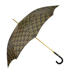 Il Marchesato Elegant Umbrella with Leather Handle, Gold Skull, and Ornate Black and Outlet