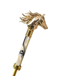 Il Marchesato Equestrian Elegance: Light Blue Umbrella with Golden Horse Head Handle New