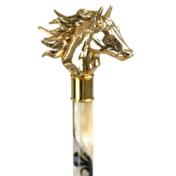 Il Marchesato Equestrian Elegance: Light Blue Umbrella with Golden Horse Head Handle New