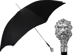 Il Marchesato Fantastic Black umbrella for man with Silverplated Lion Clearance