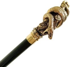 Il Marchesato Fantastic Gold Plated Snake Embellished With Crystals - Walking Cane Best